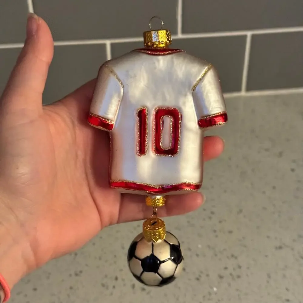 Y2K Vintage Soccer Glass Christmas Ornaments Sports Ball Number 10 Jersey